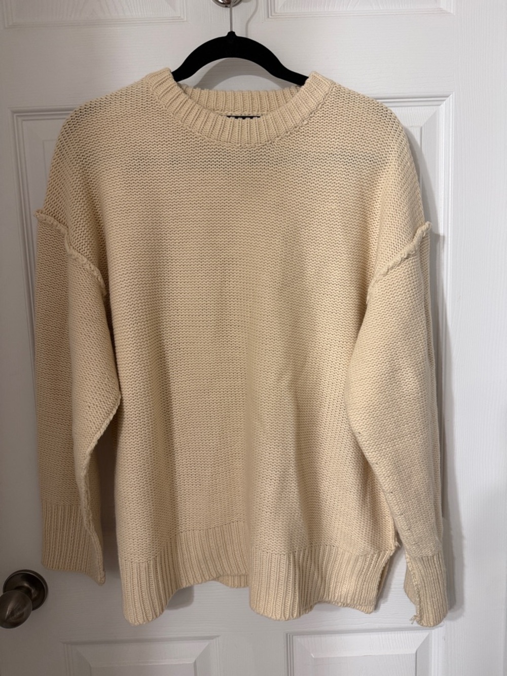 fab'rik Cream Crewneck Knit Sweater
